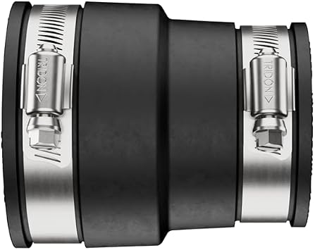 Fernco P1056-150/125 Flexible PVC Pipe Coupling Cast Iron, Plastic or Steel Plumbing Connections, 1-1/2 x 1-1/4, Black