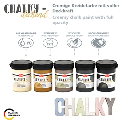 Viva Decor Chalk Paint For Furniture - Set Of 5 (Classic: White, Caramel, Natural, Grey, Anthracite,5X3,38 Fl Oz) Painting Diy, Glass, Multi-Surface Craft Paint, Non-Toxic, All-In-One, Made In Germany #TOP2
