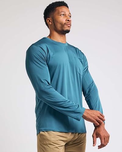 Real Essentials 4 Pack: Men's Dry-Fit Active Athletic Long Sleeve Pocket Crew T-Shirt Outdoors UPF 50 S-5XLT2