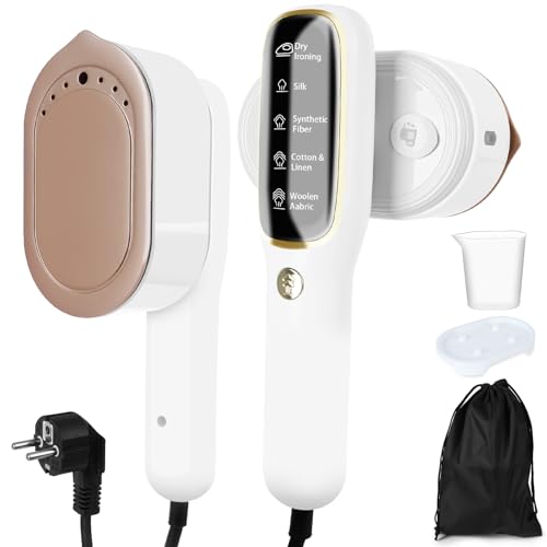 Defroisseur Vapeur, 1200W Fer à Repasser Portable, Mini Défroisseur à Main, Voyage Vapeur Steamer avec Réservoir 100ml & Sac de Rangement, 5 Modes Intelligents, pour Voyage, Maison et Bureau