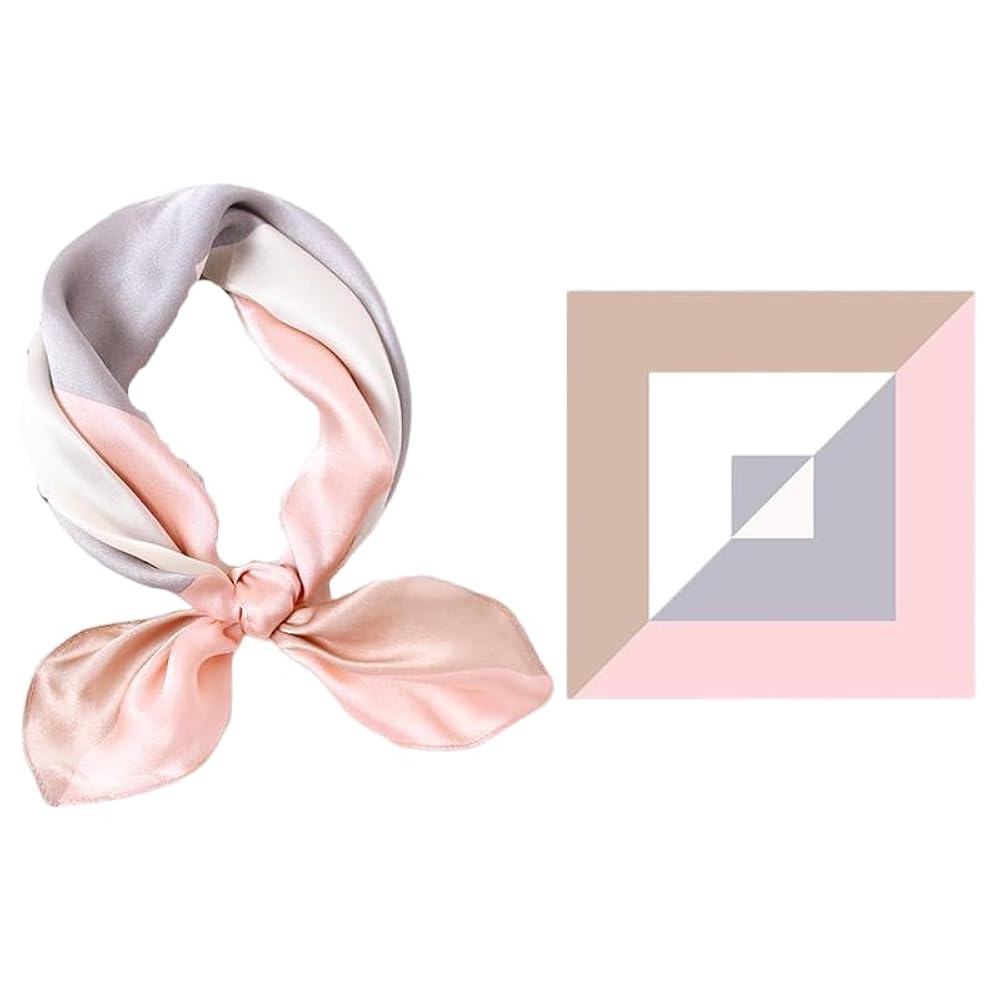 Foulard 100% Seta Foulard Effetto Seta Quadrato 53x53 Cm - Motivo Impressionismo Vintage Per Ufficio E Casual Accessorio Moda Multiuso Ufficio