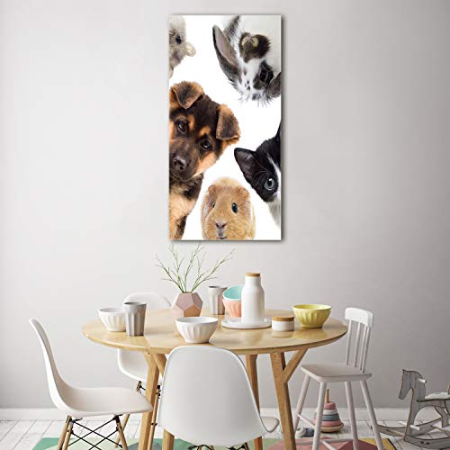 Peinture sur verre 70x140cm animaux domestiques noir sans reflets ternes
