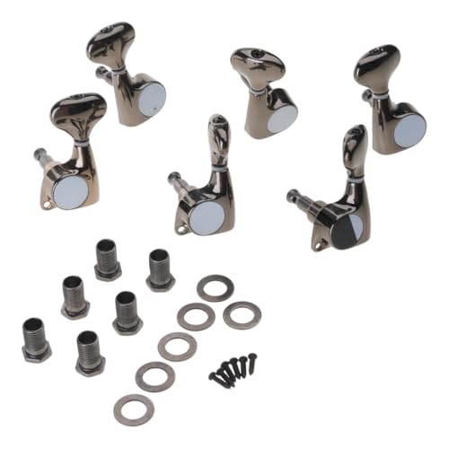 6個 3L3R ロック式ギター弦チューニングペグ メタルマシンヘッドチューナー チューニングキー エレクトリックアコースティックギター用