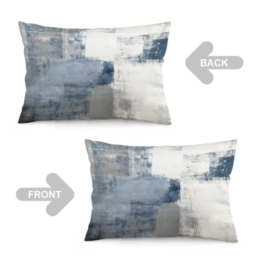 Aelmarnee PILLOWCASE--1.22-O-00.5 Grey Blue Abstract Art Painting Throw Pillow Cover Queen Size White Blue Gray Lumbar Pillow Case Modern Soft Pillowcase Standard Pillow Cases With Zipper Decorative Cushion Covers For Bed,Sofa,20 Inchx30 Inch thumb #4