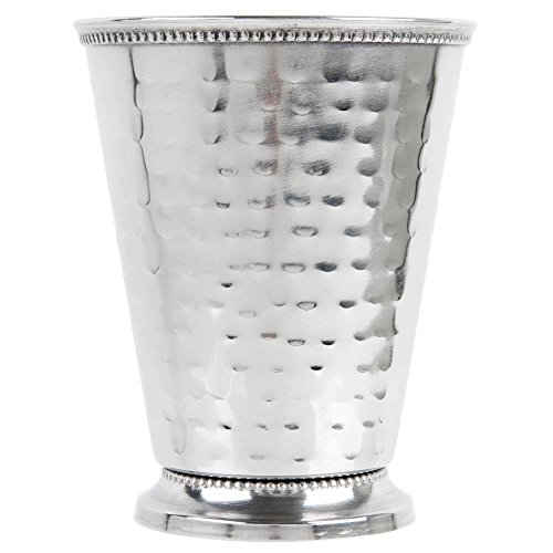Core 16 oz. Stainless Steel Mint Julep Cup with Hammered Finish and Beaded Detailing - 12/Pack