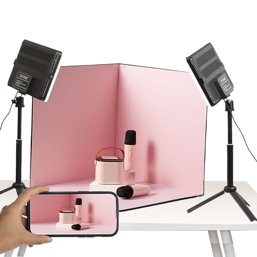 BYSTONE Upgrade Light Box Photography,Portable Photo Studio 16x16 inch Professional Shooting Tent Kit with 288pcs LED Lights 15 HD Backdrops Paper for Food and Small Product Photography Props