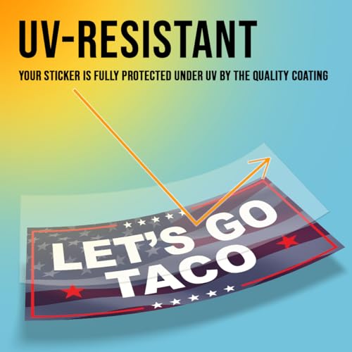 Image of Subtle Let's Go Taco Bumper Sticker Anti Funny Leftist Feminist Social Justice Human Rights US Flag Vinyl Decal for Car Truck, Waterproof UV-Resistant 7.5x3.75in