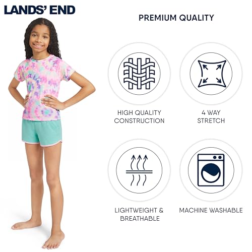 Image of Lands' End Girls' Swim UPF 50+ Short Sleeve Sun Tee Rash Guard Shirt