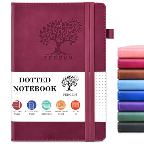 PERCUN Dotted Journal Notebook for Men & Women, 160 Pages