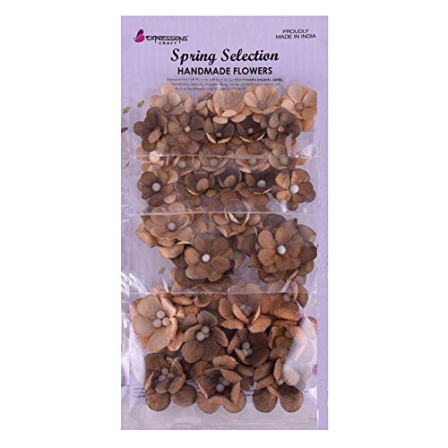 Expressions Craft Handmade Paper Flower Spring Flora for (Crafting) Mixed Media, Scrapbook, layouts, DIY Crafts, Home décor and Favors (Mocha venilla)