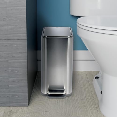 Caneca de basura delgada para baño con tapa y pedal paso a paso miniatura 7