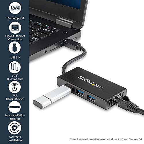 Startech.com Usb 3.0 Hub With Gigabit Ethernet Adapter - 5Gbps - 3 Port - Nic - Usb Network / Lan Adapter - Windows & Mac Compatible (St3300G3Ua) #TOP7