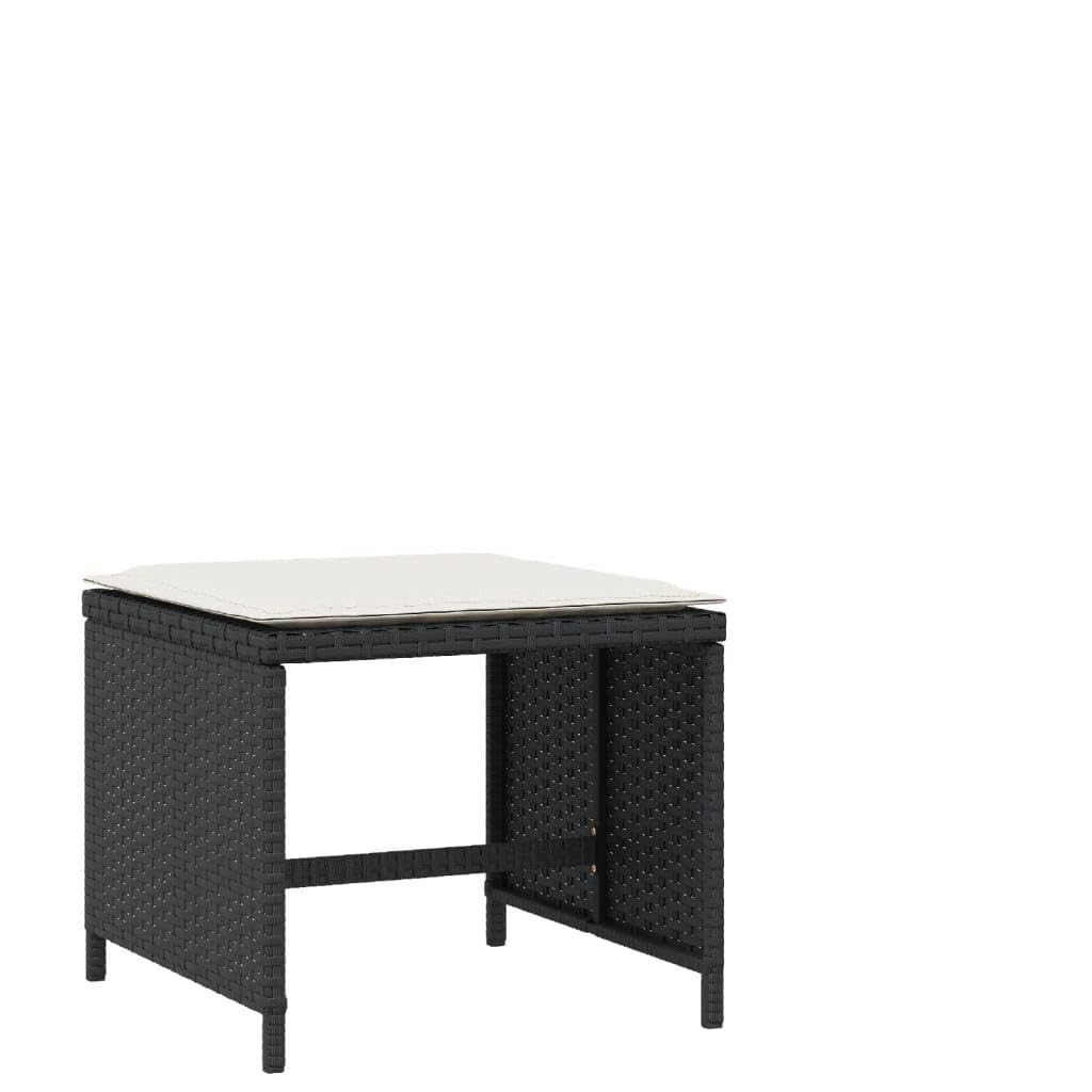 Taboret ogrodowy z poduszką 4 szt. czarny 40 x 40 x 35 cm polirattanowy