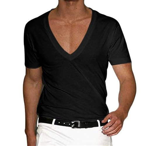 Men Short Sleeve Youth All-Match Classic Tops Regular Fit Fashion Leisure T-Shirt Lightweight Comfortable Breathable Sportshirt A-Black M