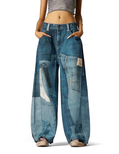 Aelfric Eden Mens Baggy Barrel Jeans Mens 3D Print Wide Leg Jeans Y2k Hip Hop Streetwear Denim Pants2