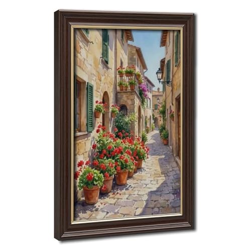 Poster sur toile allée italienne géranium toscan décoration murale salon 50,8x76,2