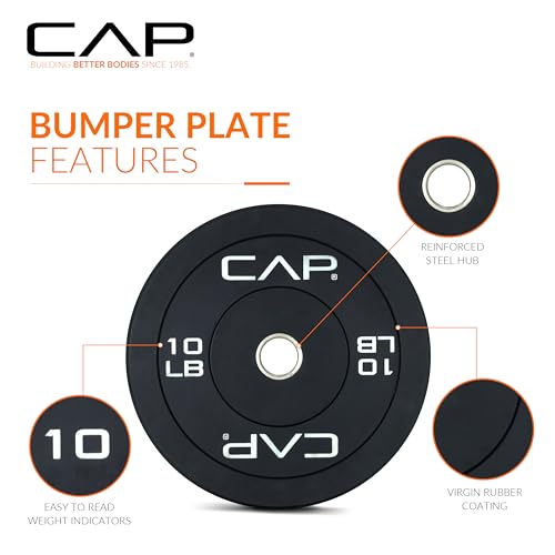 CAP Barbell Economy Olympic Bumper Plate Set with White Logo, Black, 10 lb Pair by CAP Barbell - Image 3