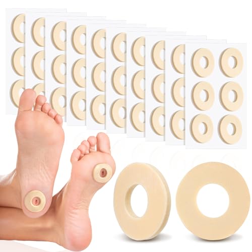 Image of Threlaco 120 Count Soft Foam Callus Cushions Round Corn Cushions Pads Water Resistant Self Stick Adhesive Callus Pad for Bottom of Foot Protect Corn from Rubbing and Friction for Men Women Foot Care