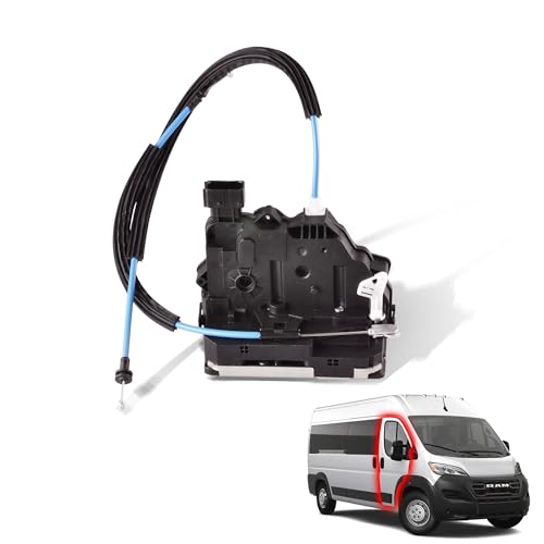 Image of Front Right Passenger Side Door Latch Lock Actuator with Cables 68232440AA 68232440AB 68232440AC Compatible for 2014-2018 RAM ProMaster Cargo Van 1500 2500 3500