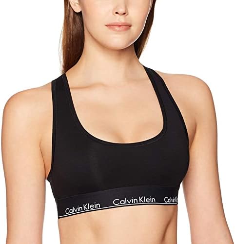 Calvin Klein Women's Modern Cotton Unlined Wireless Bralette, Black Waistband, Medium