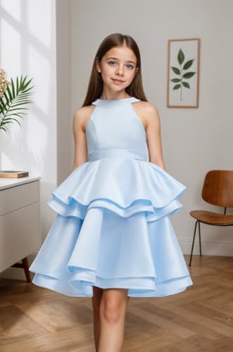 Satin Flower Girl Dress Off Shoulder Princess Pageant Dress Short Birthday Party Formal First Communion Ball Gown4
