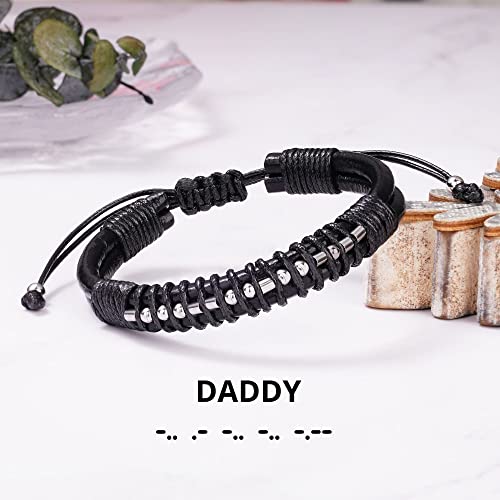 Inspirational Gifts for Men Morse Code Bracelets Mens Bracelets Graduation Gifts for Him Fathers Day Adjustable Leather Bracelet Motivational Birthday Annivesary Jewelry Stocking Stuffers for Men