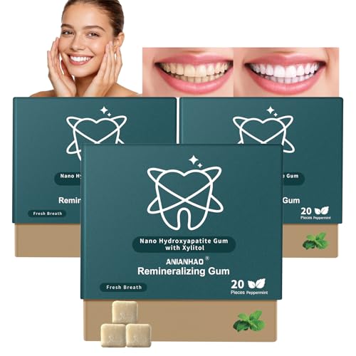 Remineralizing Gum Hydroxyapatite Gum with Non-Nano Hydroxyapatite and Xylitol Mastic Mint Pepper Mint Remineralizing Gums Sugar Free Xylitol Gums Supports Fresh Breath and Oral Health 60 Count