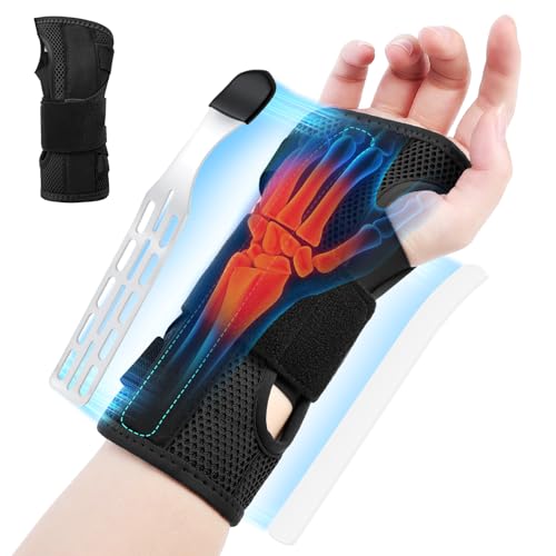 Fefod Attelle de Poignet, Support de poignet pour canal carpien avec Plaques en Aluminium, tendinite et arthrite coussinée pour aider le canal carpien et...