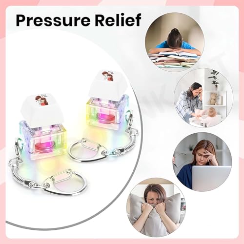 Image of 2 Pcs Cute Couple Keyboard Fidget Clicker Keychain Decompression Toy Button Stress Relief Gift for Adult to Pass the Time (Cute Couple)