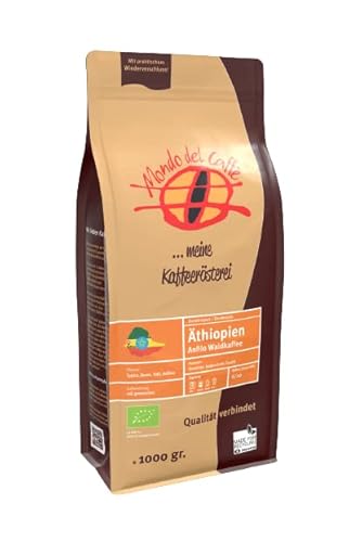Äthiopien Bio Waldkaffee Anfilo washed 1 kg | ganze Bohne | mittelkräftig | geröstet von der Kaffeemanufaktur Mondo del Caffè | bester Kaffee für den Vollautomaten | 100% Bio Arabica | Single Origin | fair & direkt gehandelt | traditionell geröstet Cover
