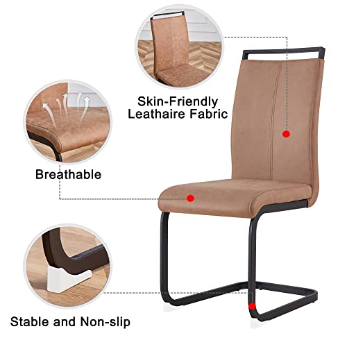 Image of Baysitone Modern Dining Chairs Set of 4, Side & Kitchen Chairs with Leathaire Padded Seat High Back, for Dining, Kitchen & Living Room - Brown