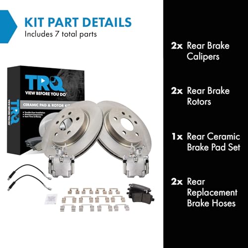 Image of TRQ Rear Brake Pad and Rotor Set Ceramic Vented Rotors Calipers Compatible with 2010-2012 Buick LaCrosse