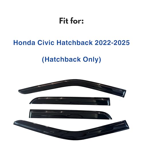 Image of IG Window Visor for Honda Civic Hatchback 2022-2024, Rain Guard Tape-On Extra Durable Sun Wind Side Vent Window Deflector Mugen Style, 2022 2023 2024 (Hatchback Only)