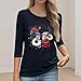 Women Round Neck Patriotic Flag Printed Blouse Casual Tops 3/4 Sleeve 250th Anniversary USA Shirts