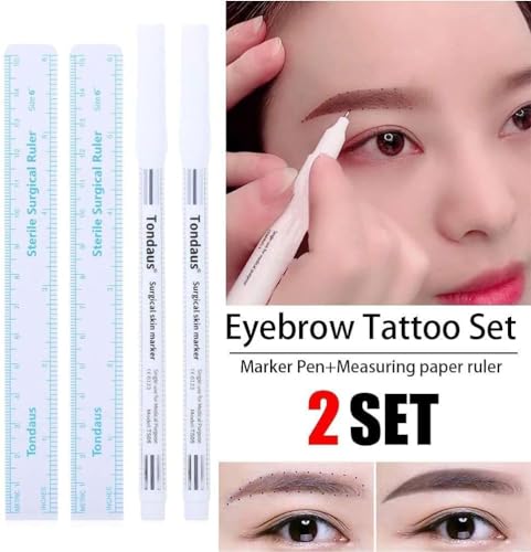 1 Set White Tattoo Tip Markers Skin Marker Pen Tattoo Pen,Marker Pen with Paper Ruler,for Eyebrow Lips Skin?Beauty and Personal Care?Easy to Use Eyebrow Color Beauty and Personal Care,Eyes,Makeup