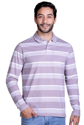 Image of SANE ORIGINALS Full Sleeves Polo T-Shirt for Men with Pocket || Stripe Collar and Pocket T-Shirt for Men Long Sleeves