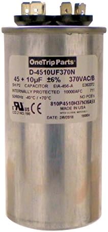Amazon.com: OneTrip Parts USA Run Capacitor 45+10 UF 45/10 MFD 370 VAC 2  Inch Round : Industrial u0026 Scientific