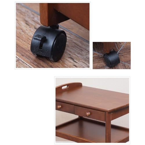 Carrito de cocina con estantes y cajones de madera multiusos 6