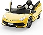 Hetoy Ride on Car for Kids 12V Licensed Lamborghini Electric Vehicles Battery Powered Sports Car with Control, 2 Speeds, Sound System, LED Headlights and Hydraulic Doors