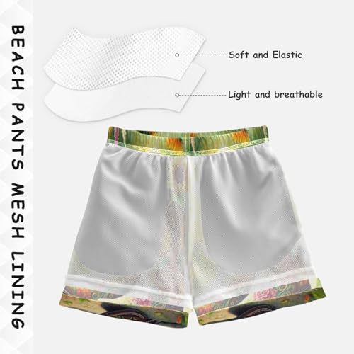 Flower Cowboy Boots Boys Swim Trunks Quick Dry Toddler Swimsuit Boy Swimwear Board Shorts Bathing Suits 4T4