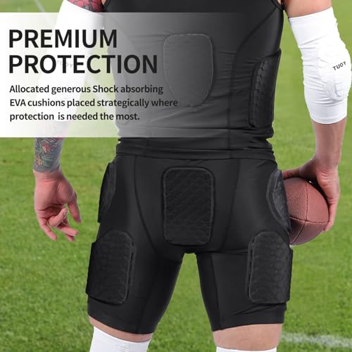 image for TUOY New Men's 5 Pad Football Girdle Hip Thigh Protector Protective Pa