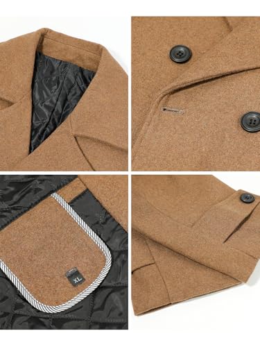 Litteking Men's Winter Coat Wool Trench Peacoat Classic Notched Collar Overcoat Double Breasted Top Jacket2