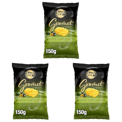 Lay's Gourmet Aceituna Patatas Fritas, 150 gramos (Paquete de 3)