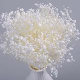5000+ Pure White Dried Baby's Breath Flowers Bouquet, 80Pcs Mini Real 100% Natural Gypsophila Bulk for DIY Candle Making, Resin Crafts, Invitations, Wedding Decor Perfect Valentine's Day Gifts