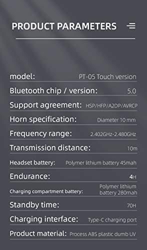 XFTOPSE Fones de Ouvido Sem Fio com Microfone Preto, TWS Intra-Auricular Bluetooth 5.0, Fone de Ouvi