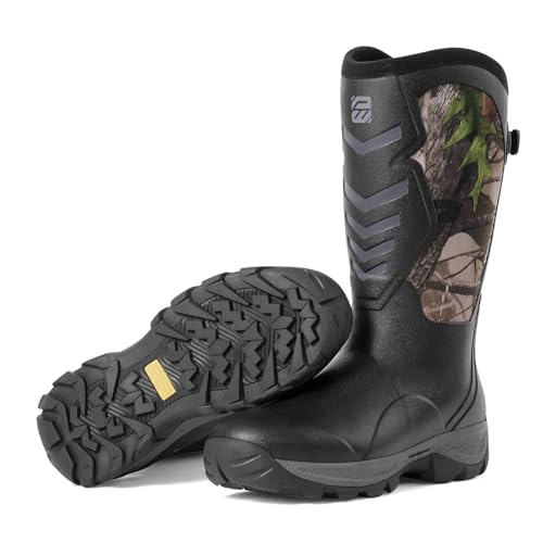 WOVENPAK Rubber Boots for Men, Hunting Boots 6mm Neoprene Insulated Mud Boots for Men with Steel Shank, Mens Rubber Boots Waterproof Boots for Men, Anti Slip Work Boots Outdoor Mud Boots, Size 6-13