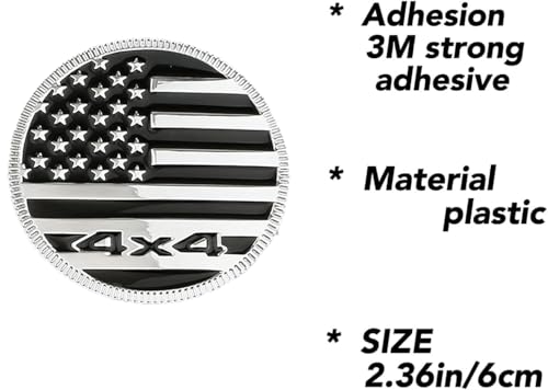Image of CONGCONG for Jeep Emblem babge U.S. Flag Emblem 4x4 Metal Automotive Badge Specifically Designed for The Jeep Wrangler Cherokee - Stick it Anywhere (Silver Black Flag)