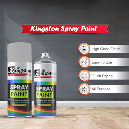 Image of Kingston Acrylic Spray Paint for Metal, Wood, Wall & Plastic, Multi-Surface DIY Paint, Quick Dry, Smooth Finish, 400ml Can, Medium Grey, 1 Pc