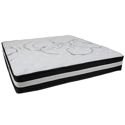 Image of Flash Furniture Capri Comfortable Sleep 12 inch Hybrid Pocket Spring and Foam Mattress in a Box, Foam Pocket Spring Hybrid Mattress for Pressure Relief, King