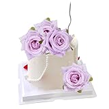 Etwgbaby 5 Pack Rose Flowers Cake Decorations 3D Purple Rose Flowers Cupcake Toppers Artificial Rose Flowers Cake Picks for Birthday Valentine’s Day Wedding Party Cake Decorations Supplies